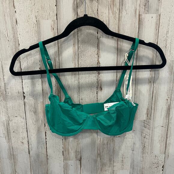 New Smoothez by Aerie Bra Balconette Sheer Mesh Unlined Underwire In Green 32D - Picture 1 of 6